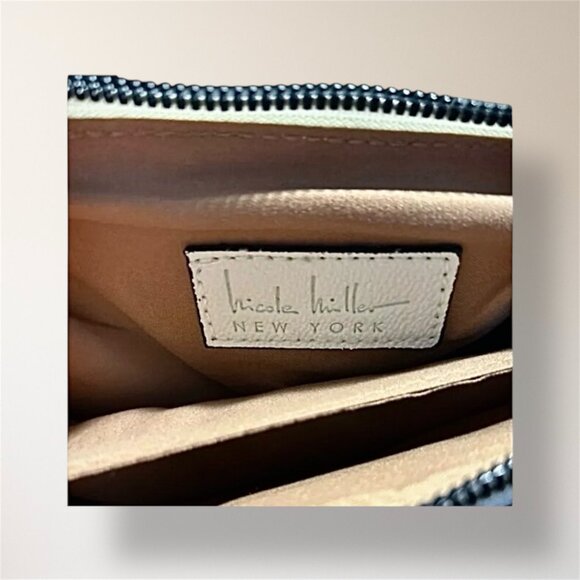 New Nicole Miller New York Bone Monogram Crossbody Bag Coin Purse Minimal Luxe - Picture 8 of 11